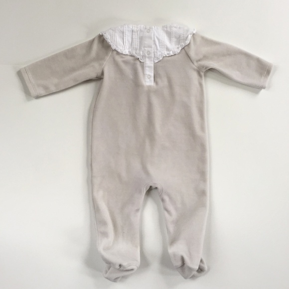 Janie and Jack Gray Velour Footie - Picture 7 of 8